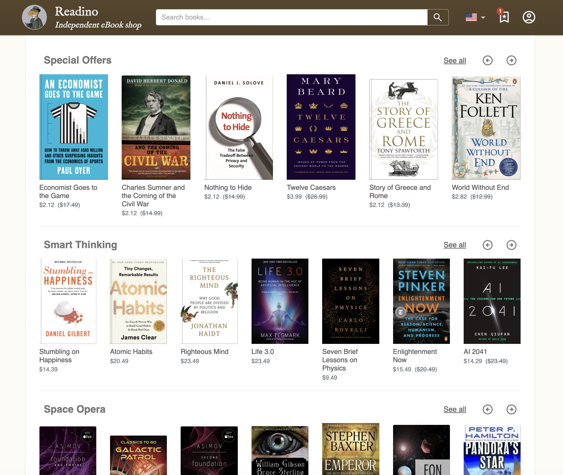Readino eBook store gallery image