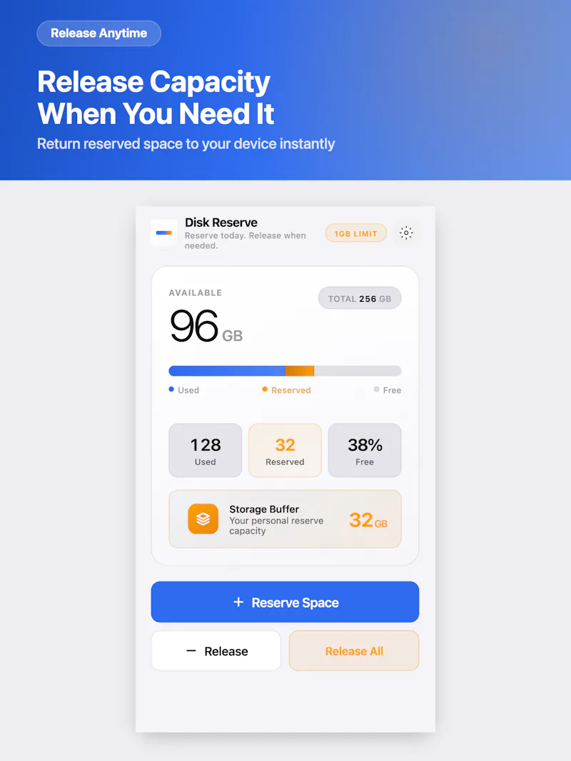 Disk Reserve screenshot 1