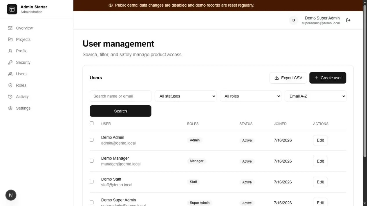 Next.js Django Admin Starter gallery image