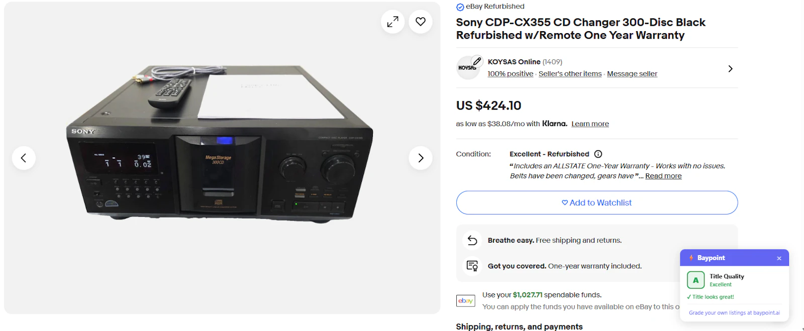 Baypoint ebay Listing Title Analyzer screenshot 3