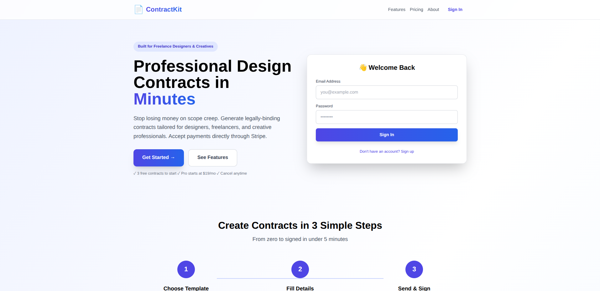 ContractKit - Main product screenshot demonstrating key features and user interface