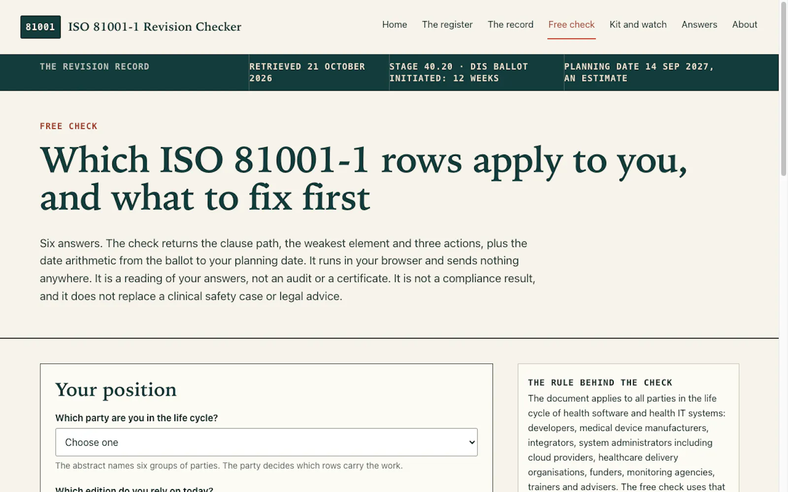 ISO 81001-1 Revision Checker screenshot 2