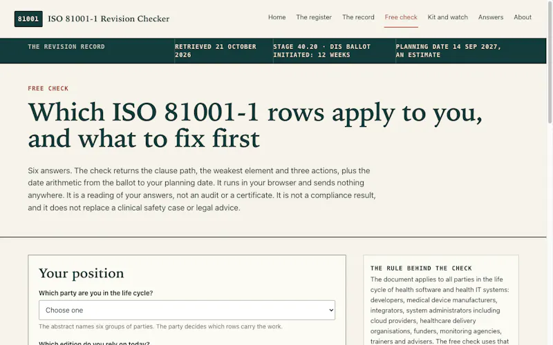 ISO 81001-1 Revision Checker screenshot 2