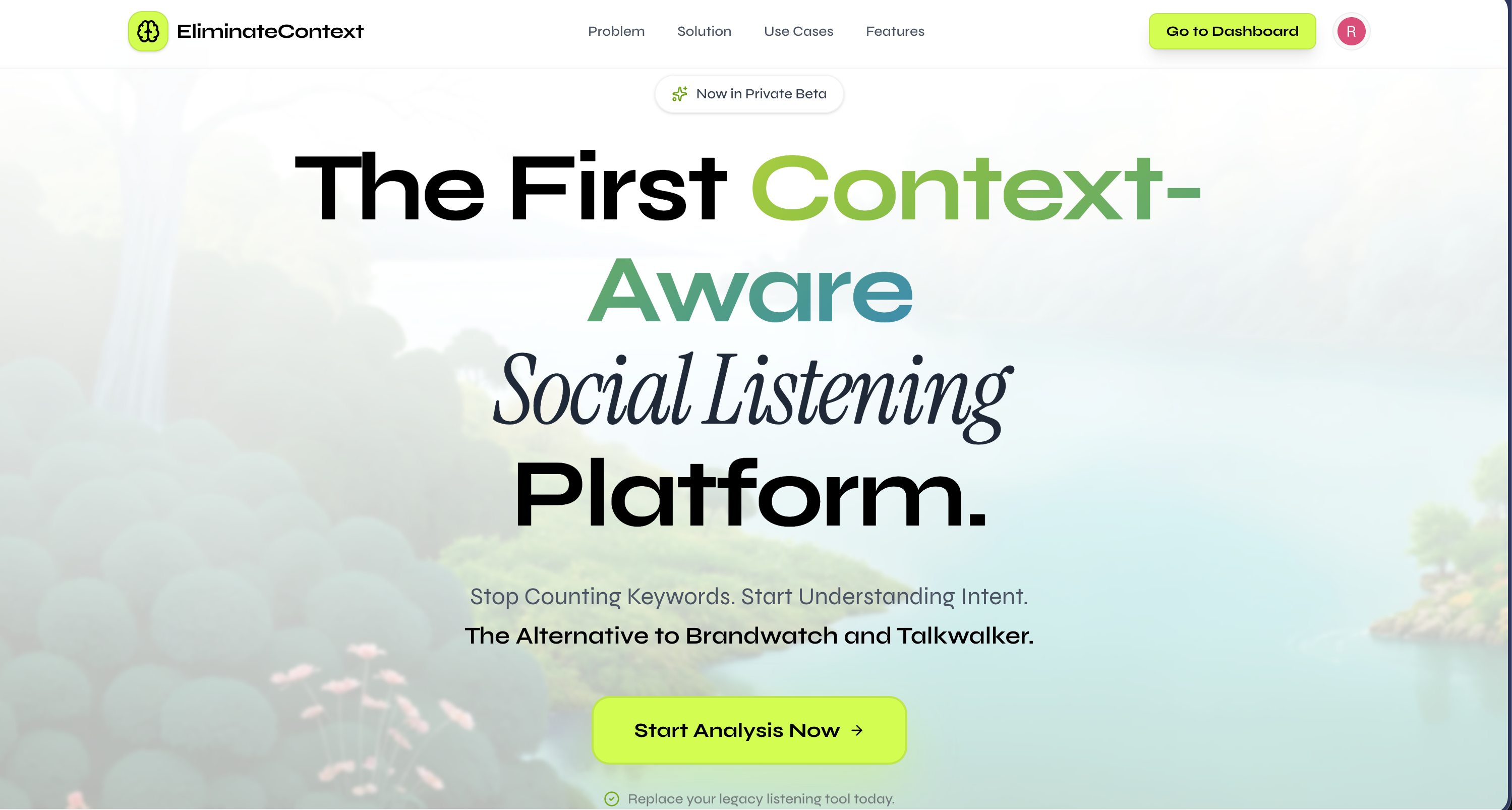 Eliminate Context - Main product screenshot demonstrating key features and user interface