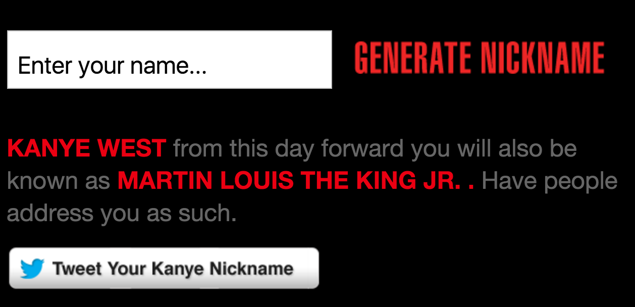 Kanye Nickname Generator gallery image