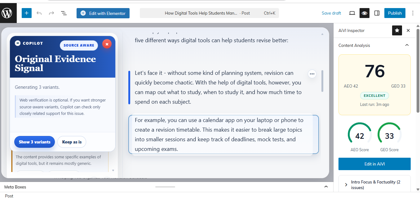 AI Visibility Inspector WordPress Plugin gallery image