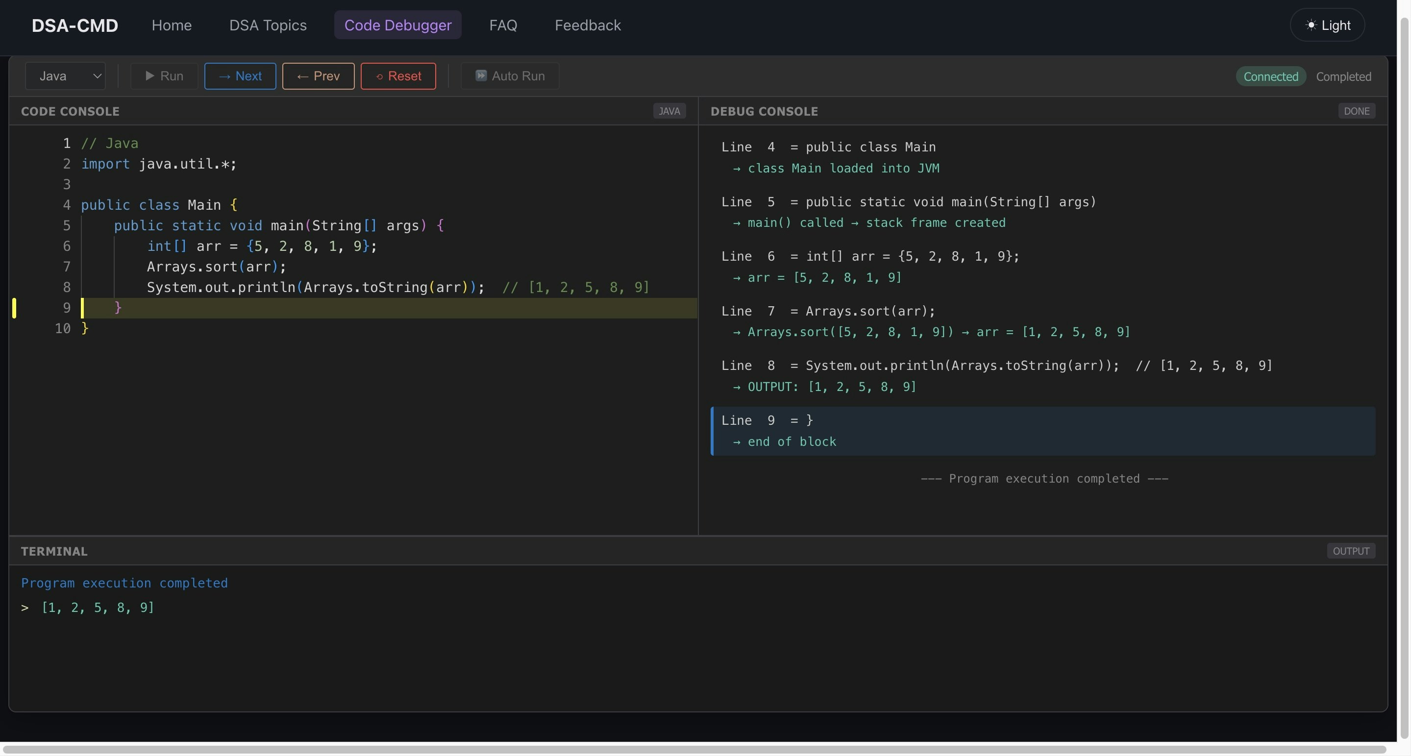 Code Debugger(Visualze Line-By-Result)