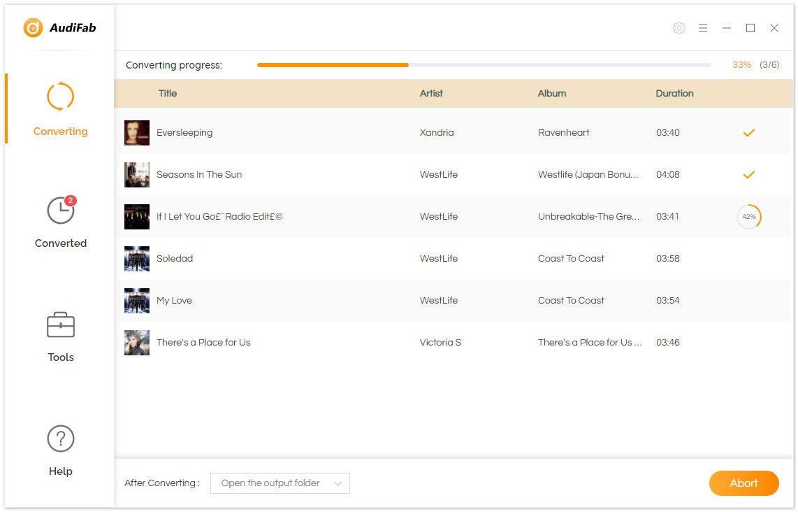 Mídia 5 de Converter Audifab Apple Music - Converta qualquer música da Apple em formato MP3 simples.