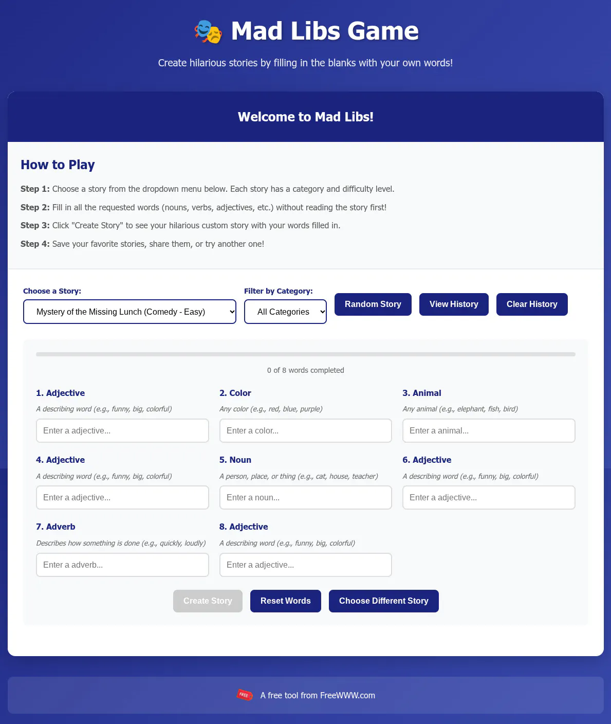 Free Online Mad Libs Game - FreeWWW gallery image