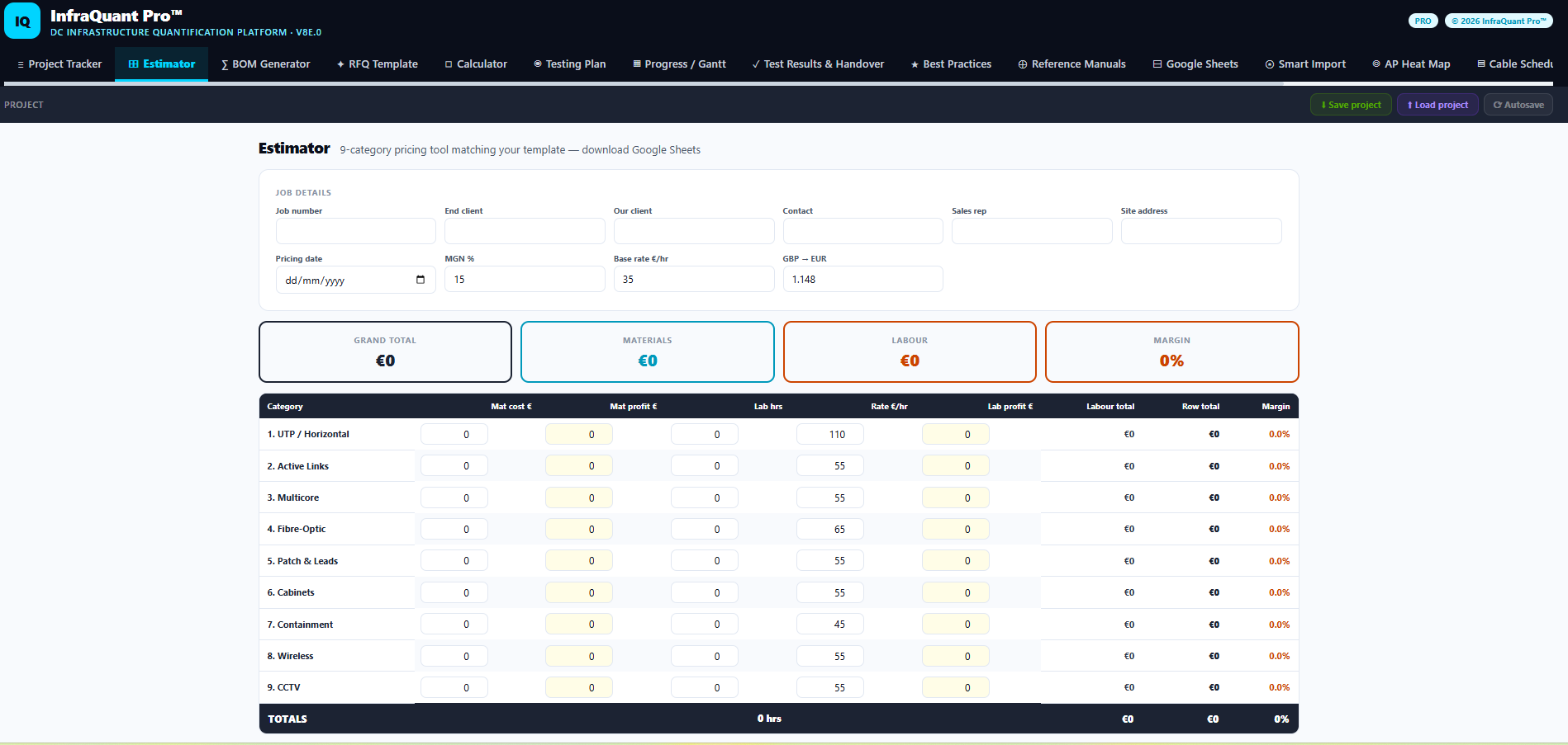 InfraQuant Pro — DC Cabling Estimator gallery image