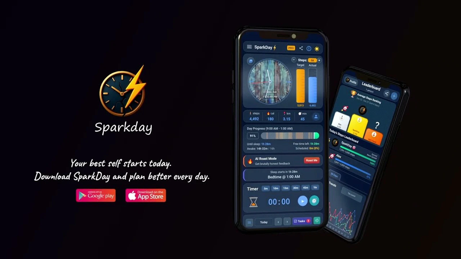 SparkDay - Daily Planner & Step Tracker screenshot 1 (video preview)