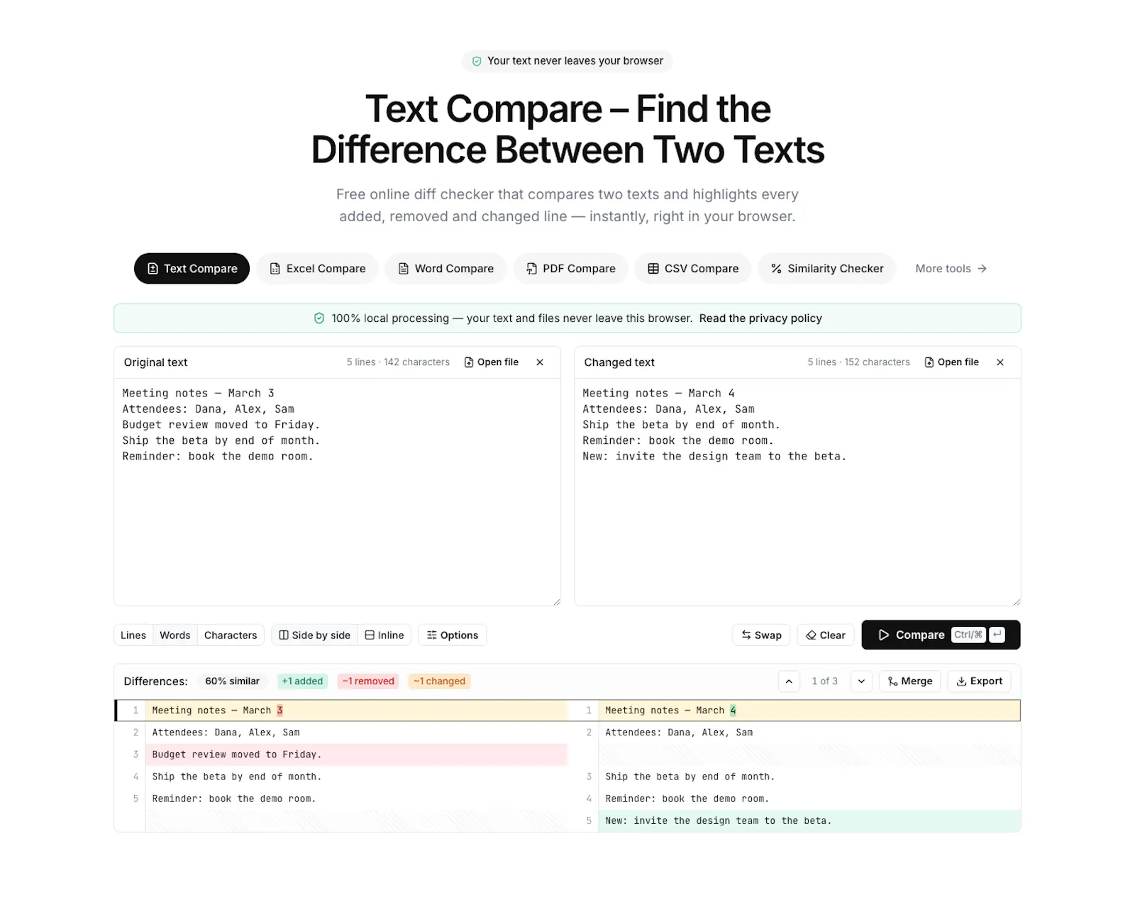 TextCompare screenshot 3