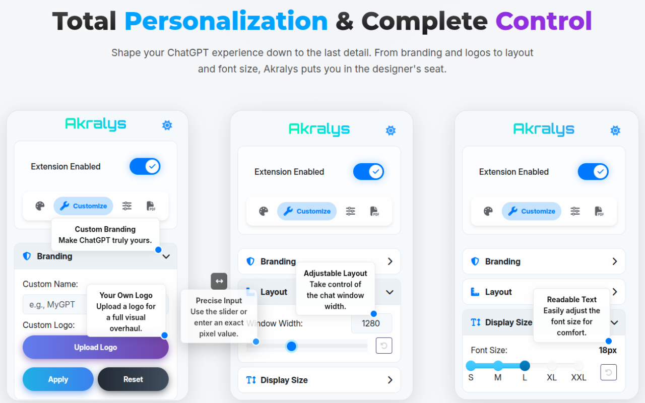 Akralys: temi di chatgpt, strumenti dell'interfaccia utente e PDF media 3