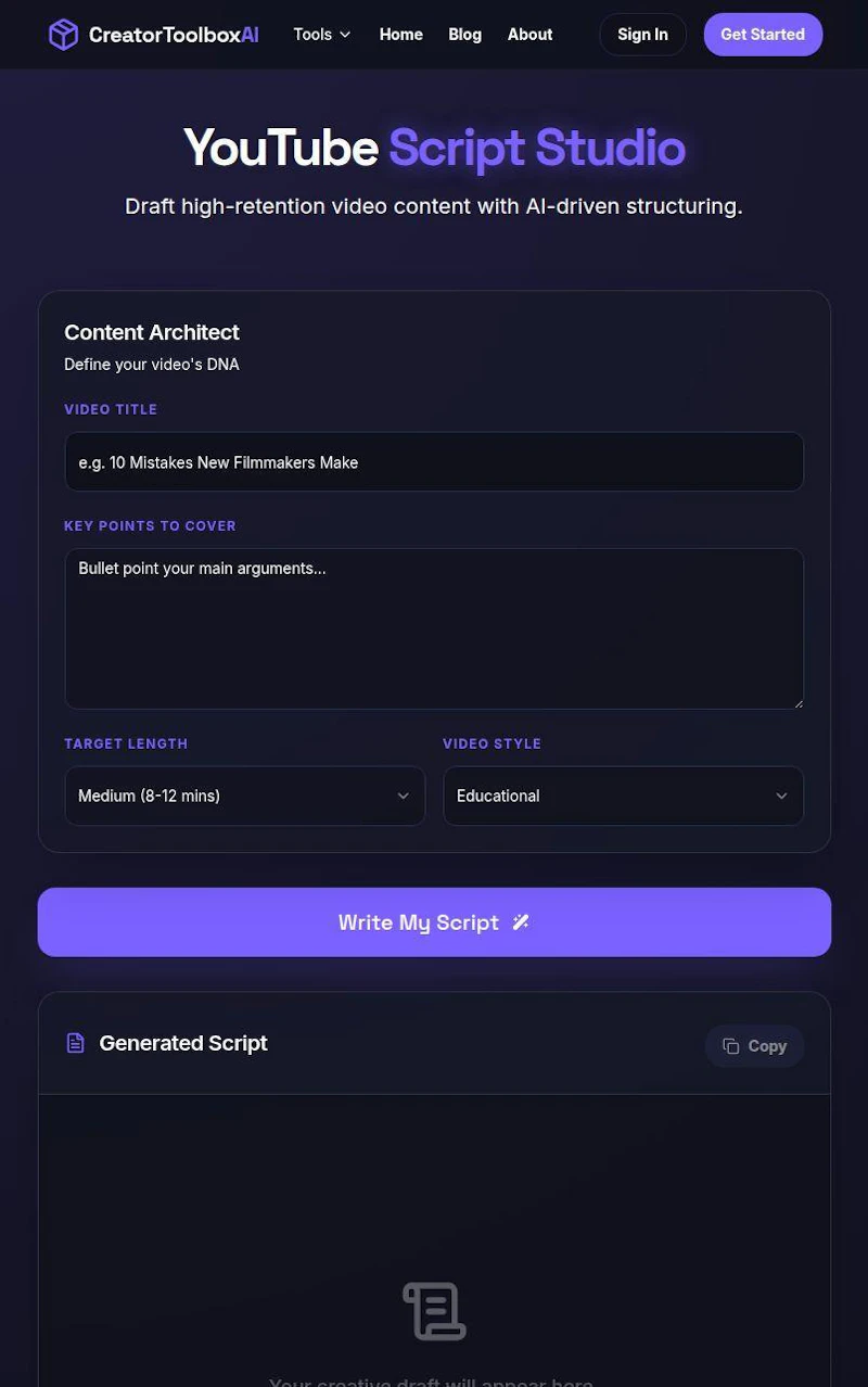 Creator toolbox ai screenshot 2