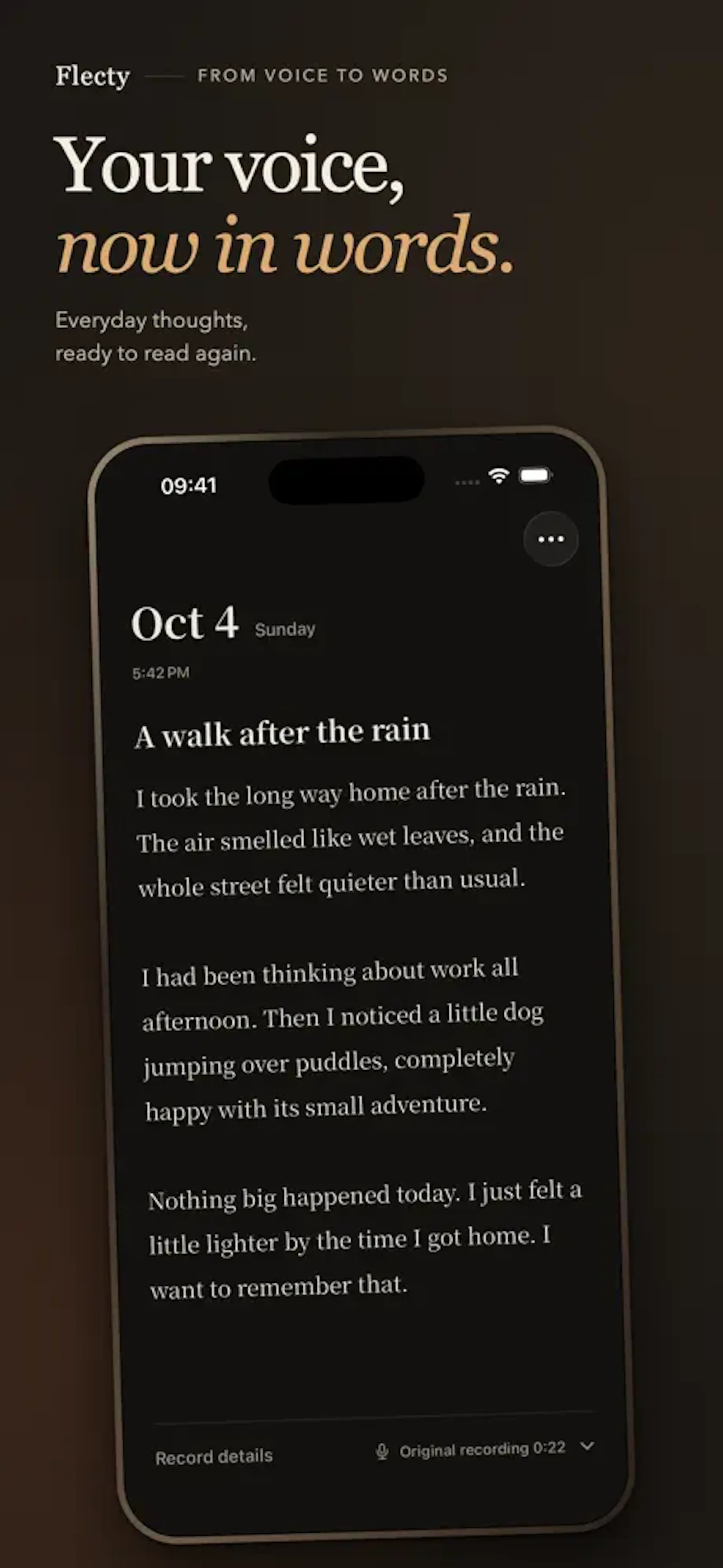 Flecty - voice journal app screenshot 2