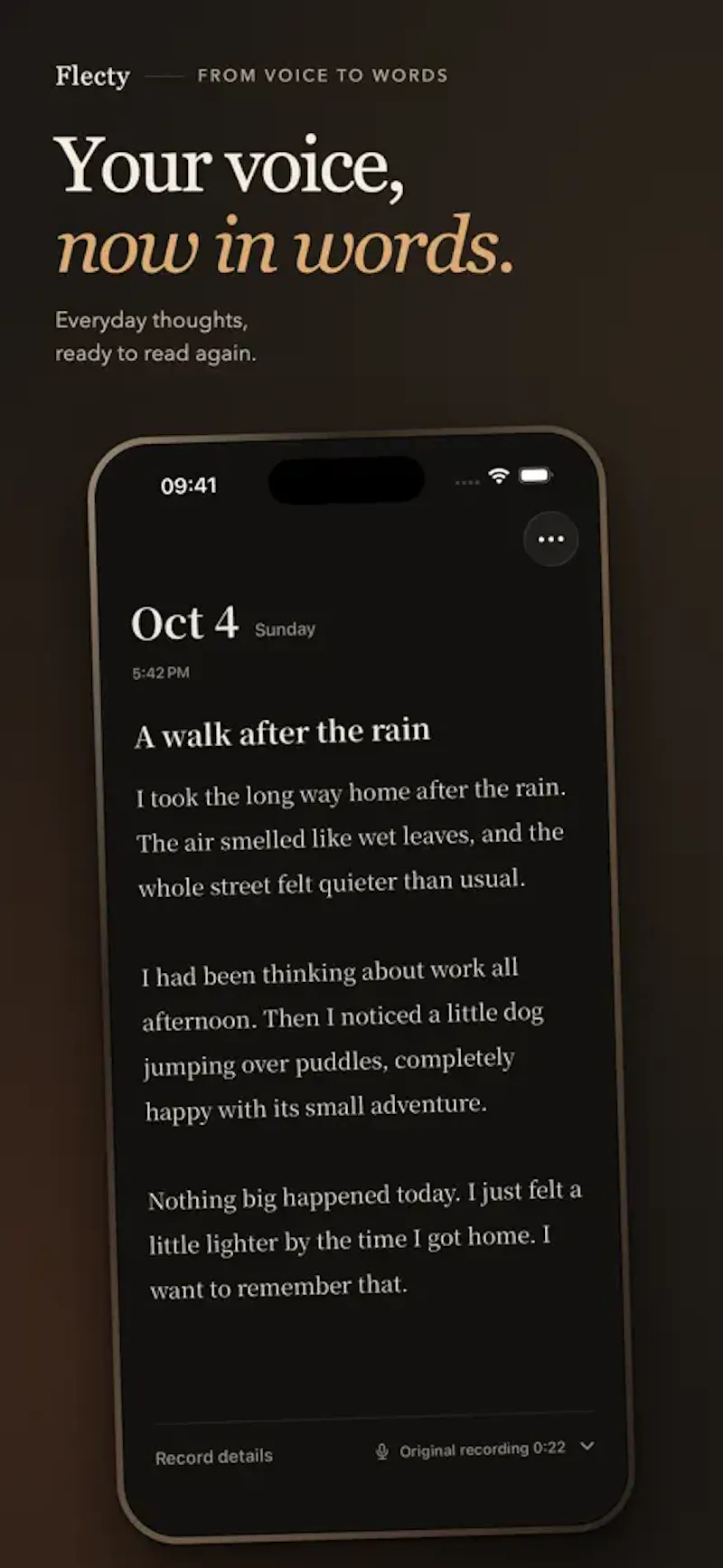 Flecty - voice journal app screenshot 2