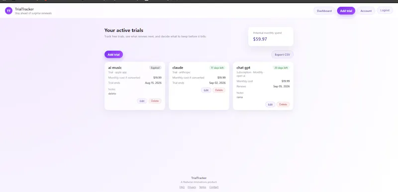 TrialTracker   screenshot 1