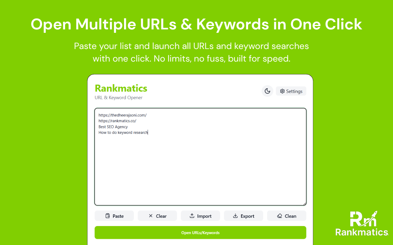 Объемный URL и открытие ключевых слов - Открыть URLS & Google Searchs оптом - мгновенно медиа 1