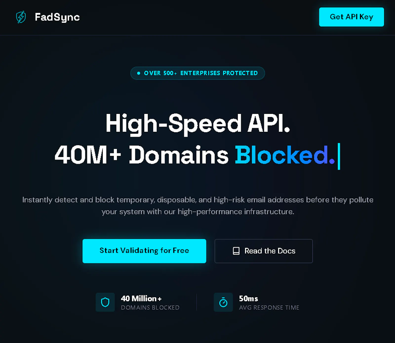 MailCheck Email Validation FadSync API screenshot 2