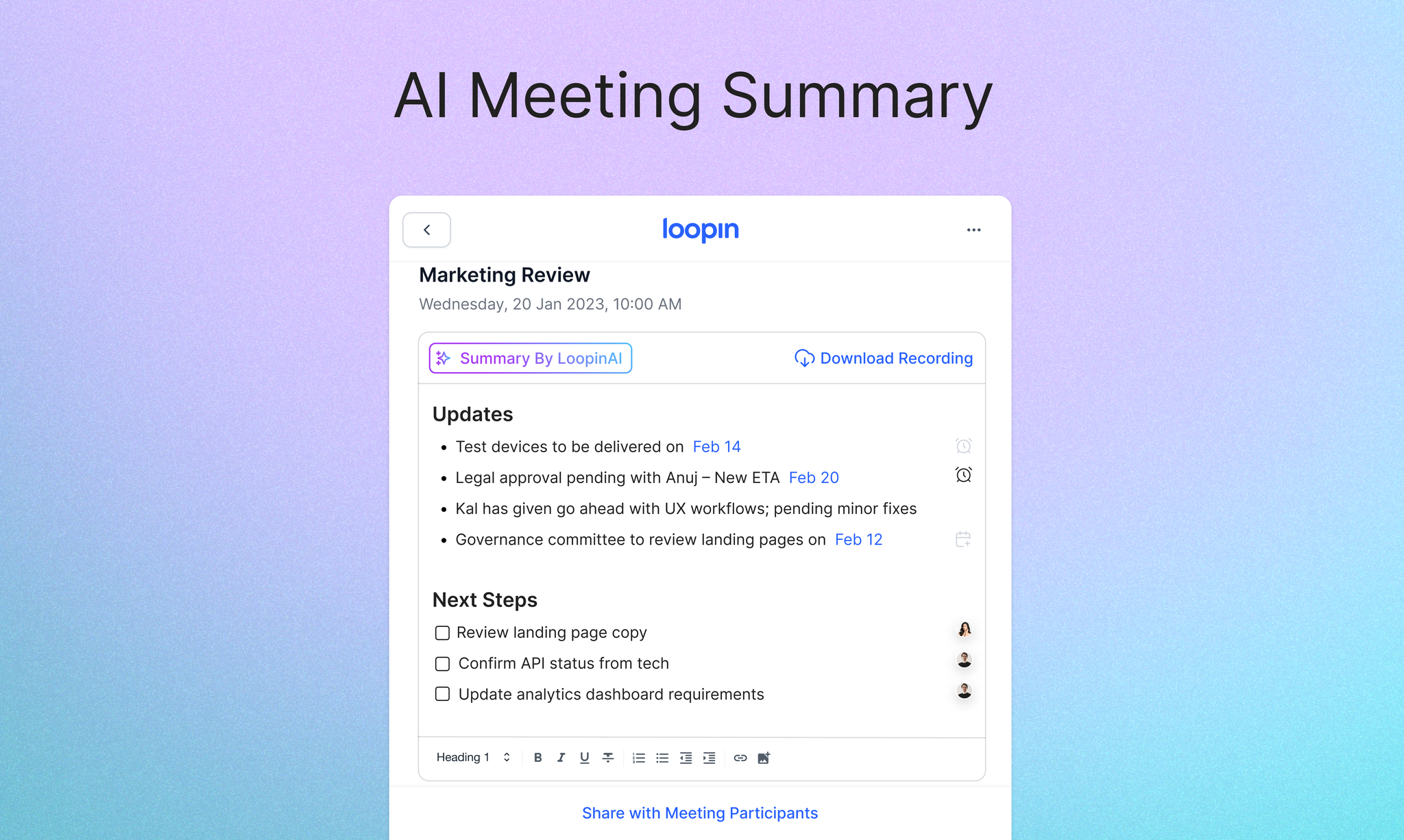 Google Meet için Loopin AI media 3