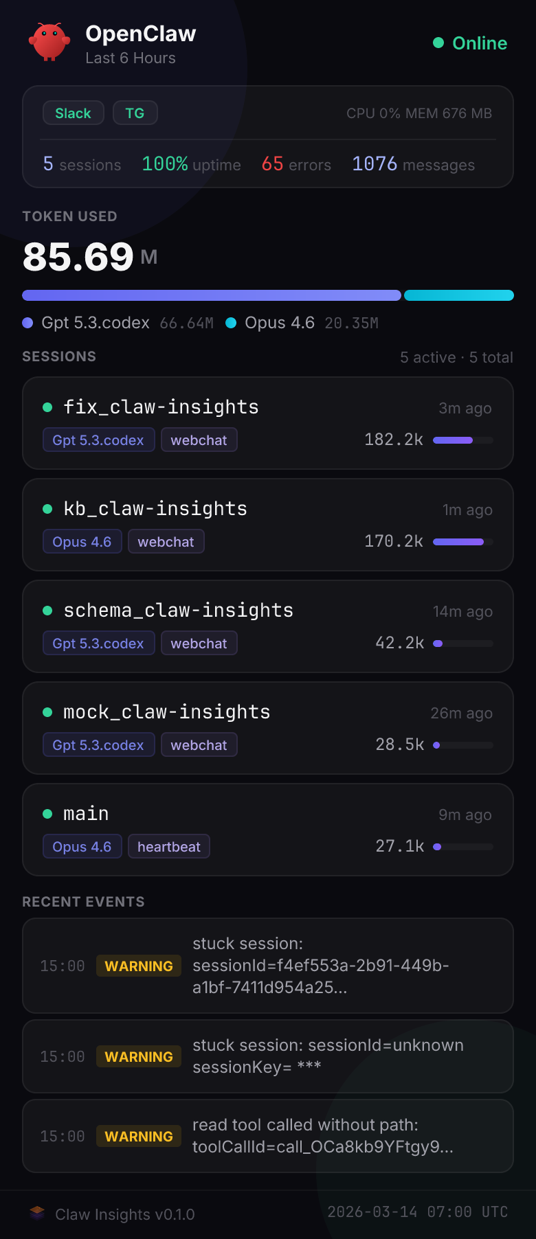 Claw Insights - Screenshot 3 showing product features and functionality