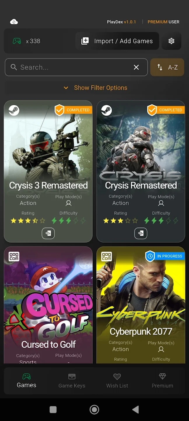 PlayDex Games Library Organiser - Screenshot 2 showing product features and functionality
