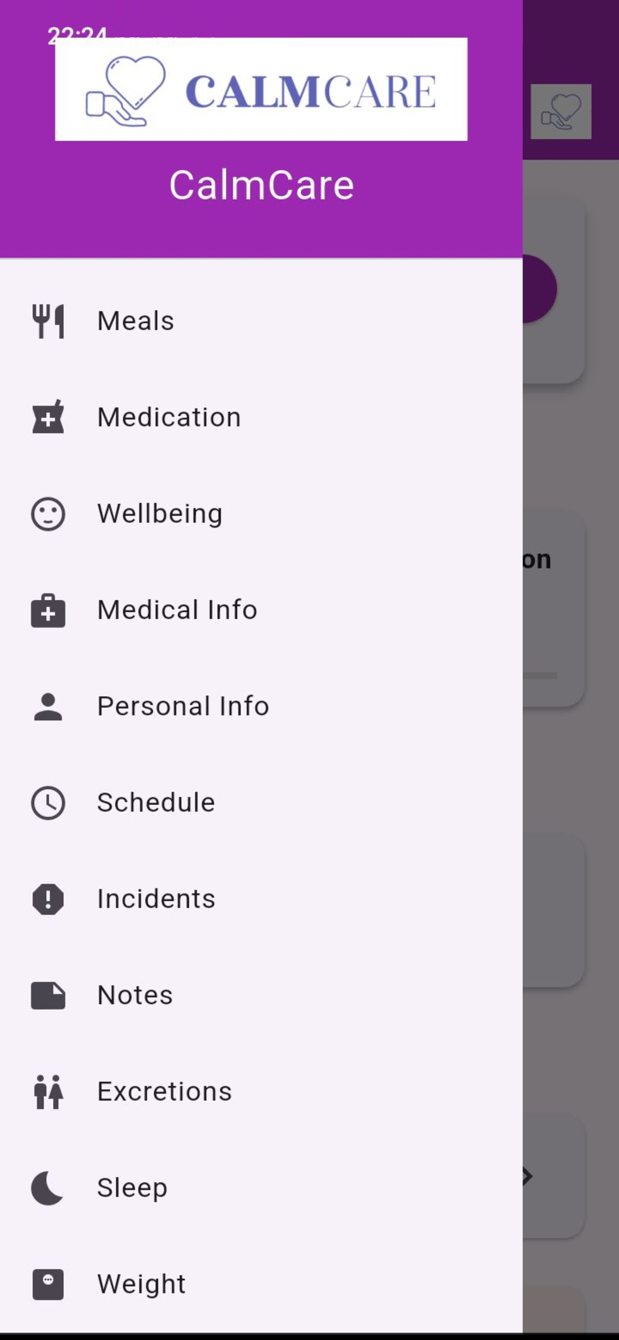 CalmCare - Screenshot 2 showing product features and functionality