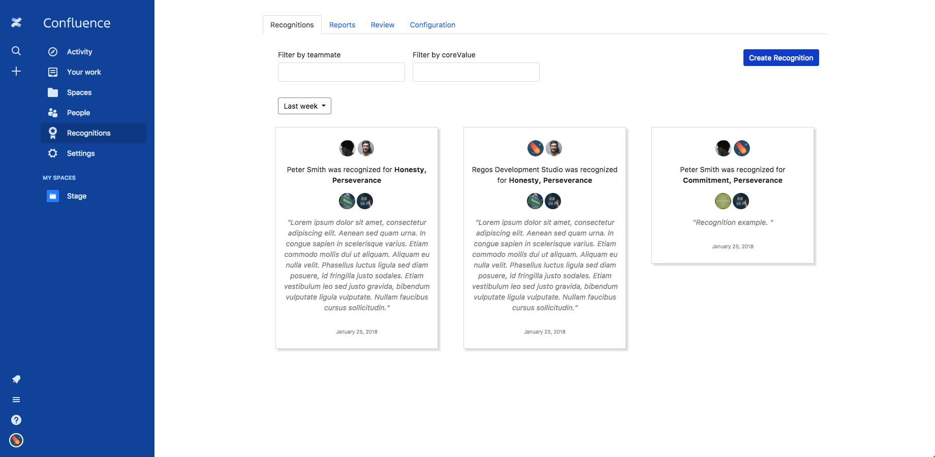 Recognitions for Confluence Cloud
