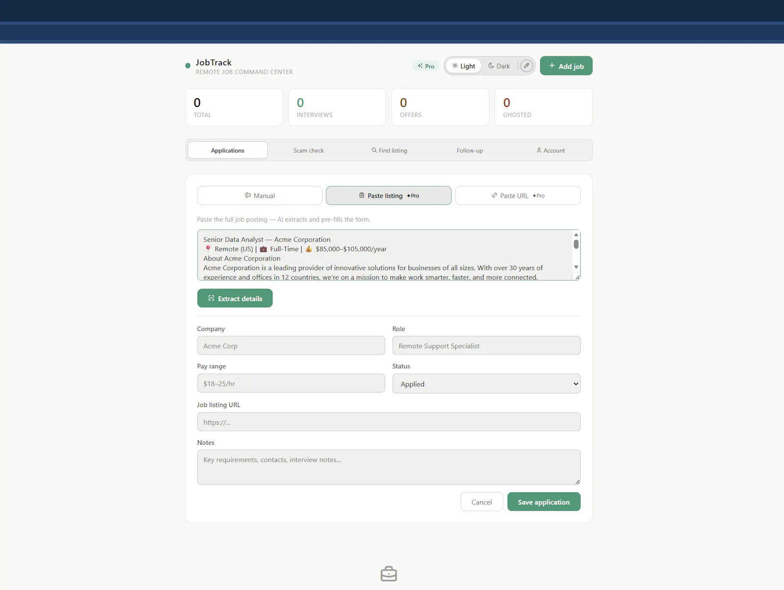JobTrack screenshot 2