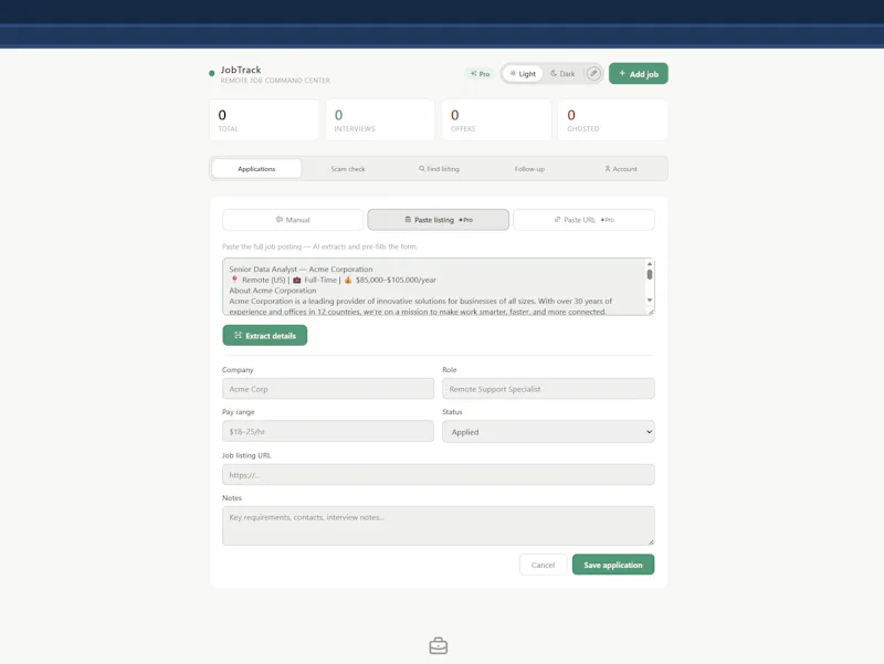 JobTrack screenshot 2