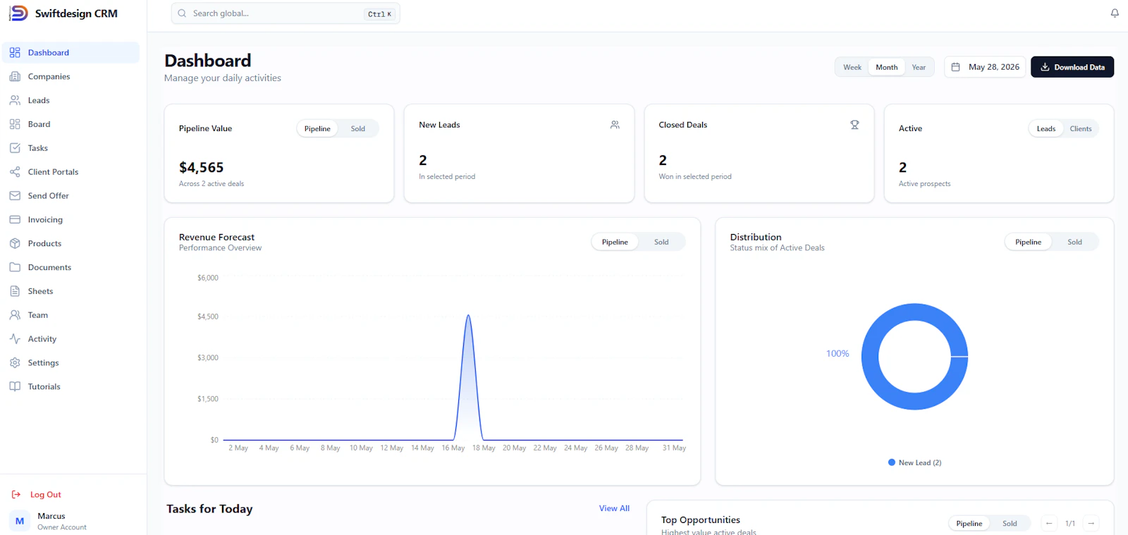 SwiftDesign CRM screenshot 1