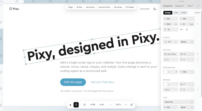 Pixy. The visual editor for AI coding. screenshot 1