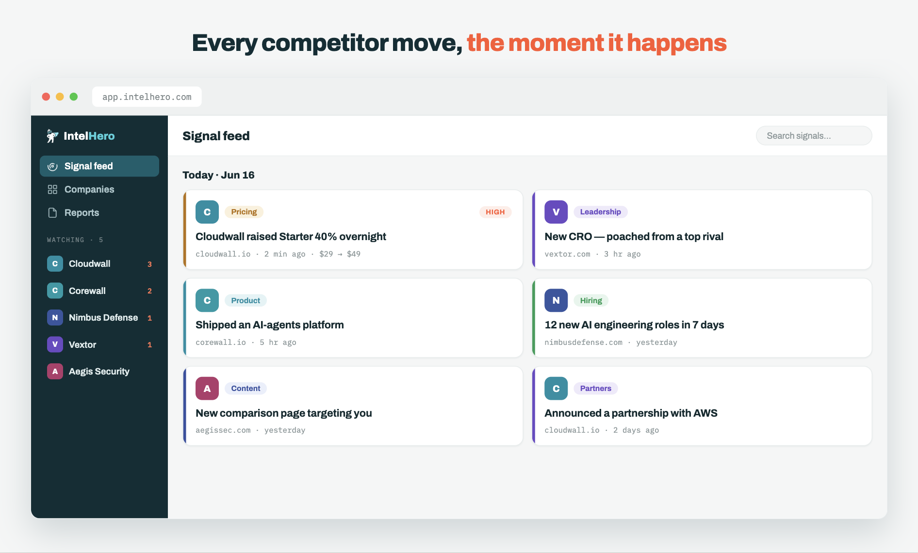 IntelHero - Competitor Monitoring gallery image