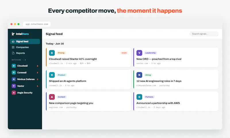 IntelHero - Competitor Monitoring screenshot 3