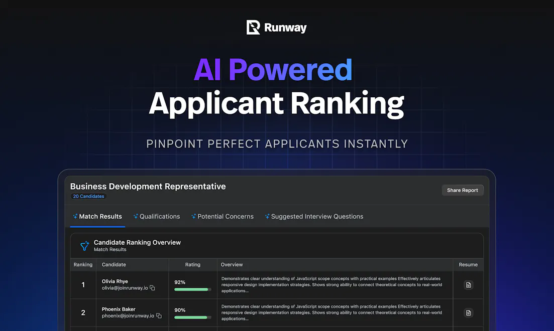 Runway: Applicant ranking tool that adapts to YOUR hiring priorities ...