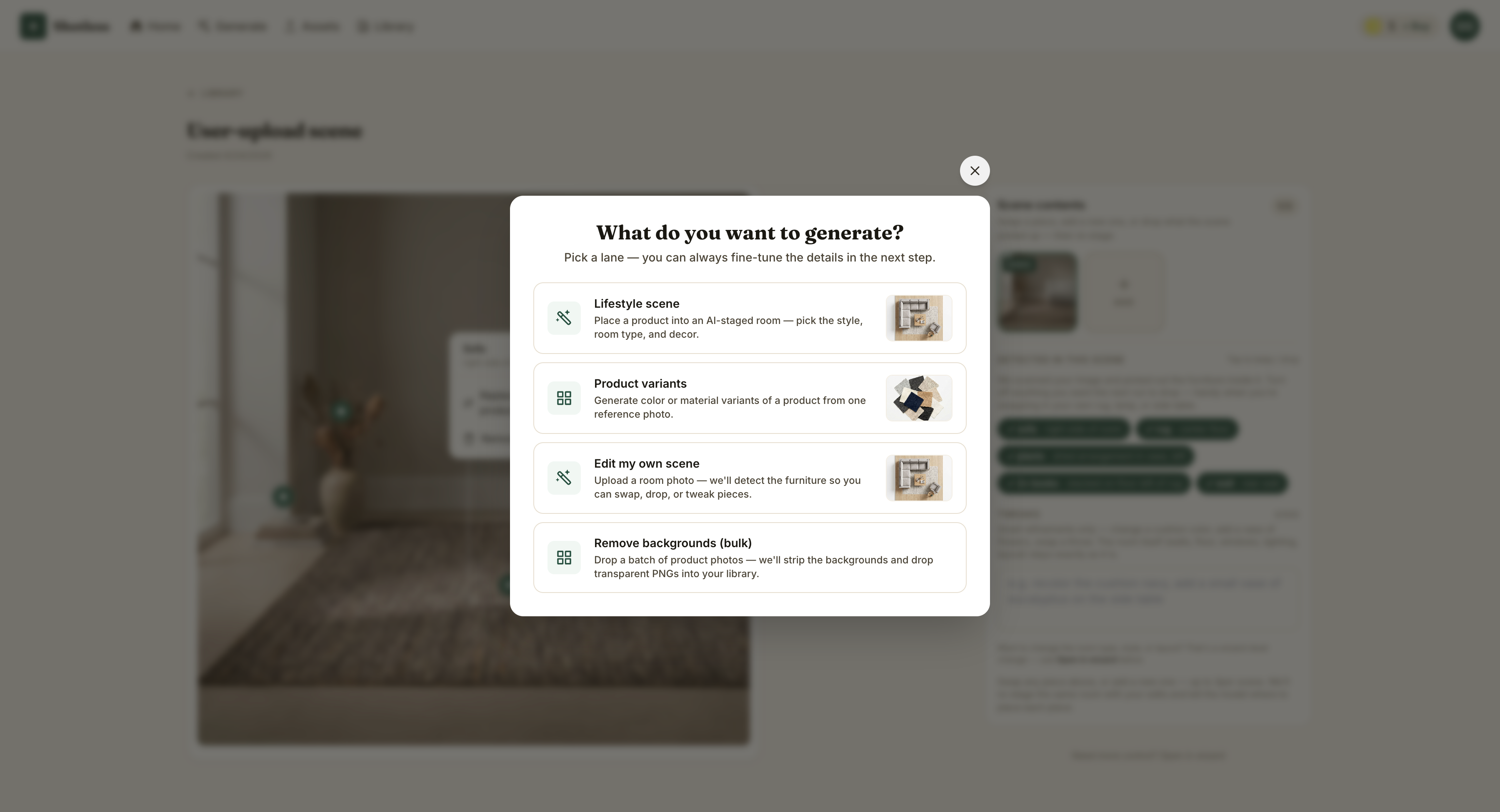 Shotless — AI photo studio for furniture gallery image