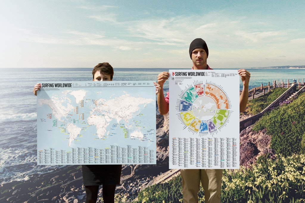 A map and an infographic that show you exactly when and where to surf