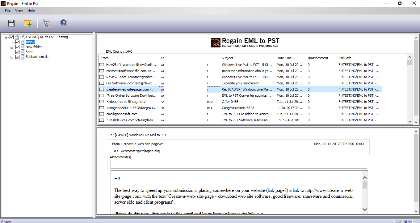 Herwin EML naar PST -converter media 4