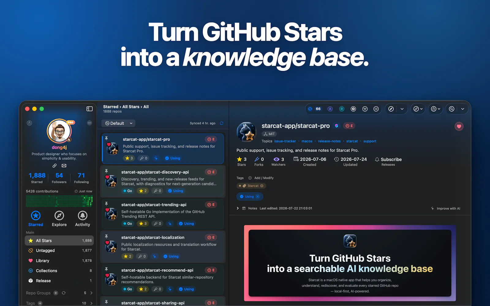 Starcat For GitHub screenshot 1