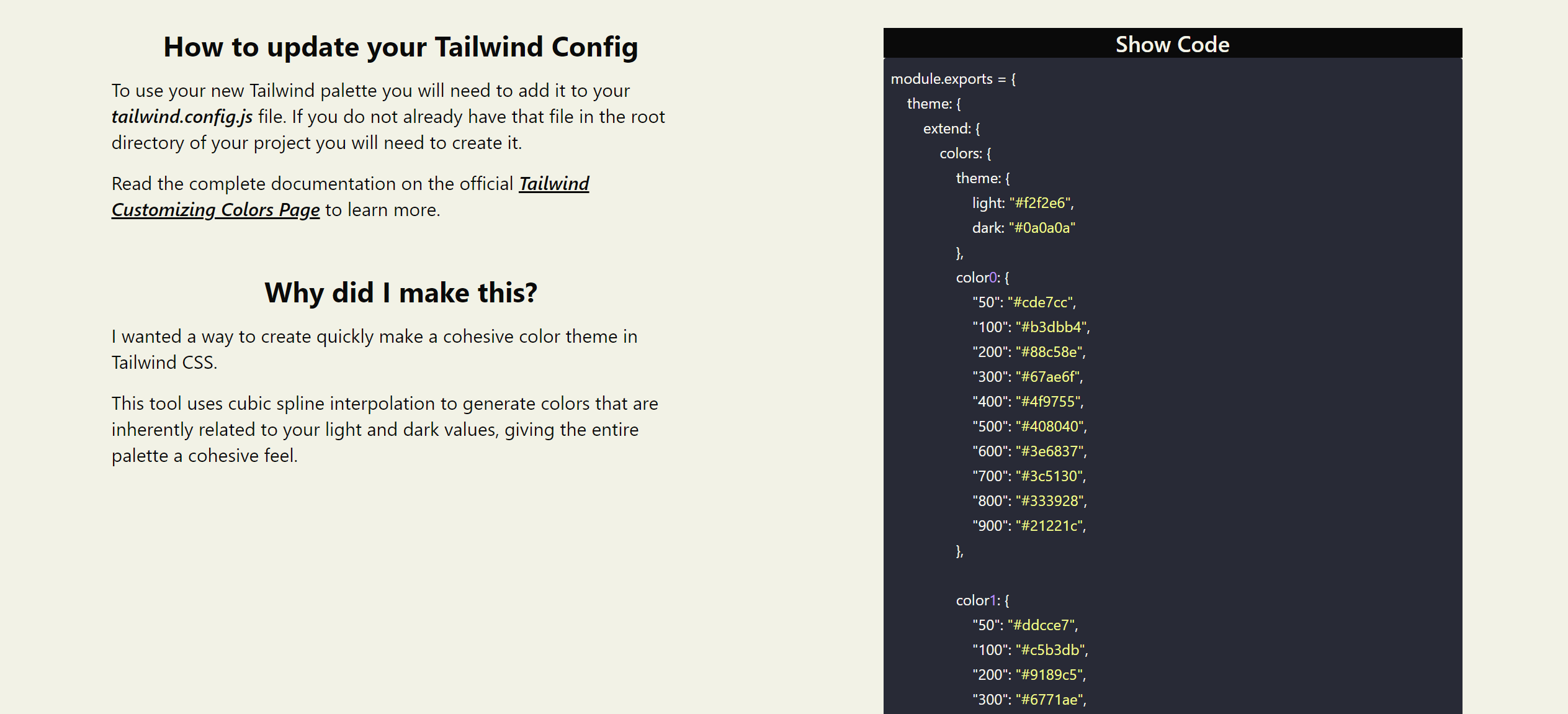 Mídia 5 de Huewind - Um gerador de paleta coesos e opinativo para o Tailwind CSS
