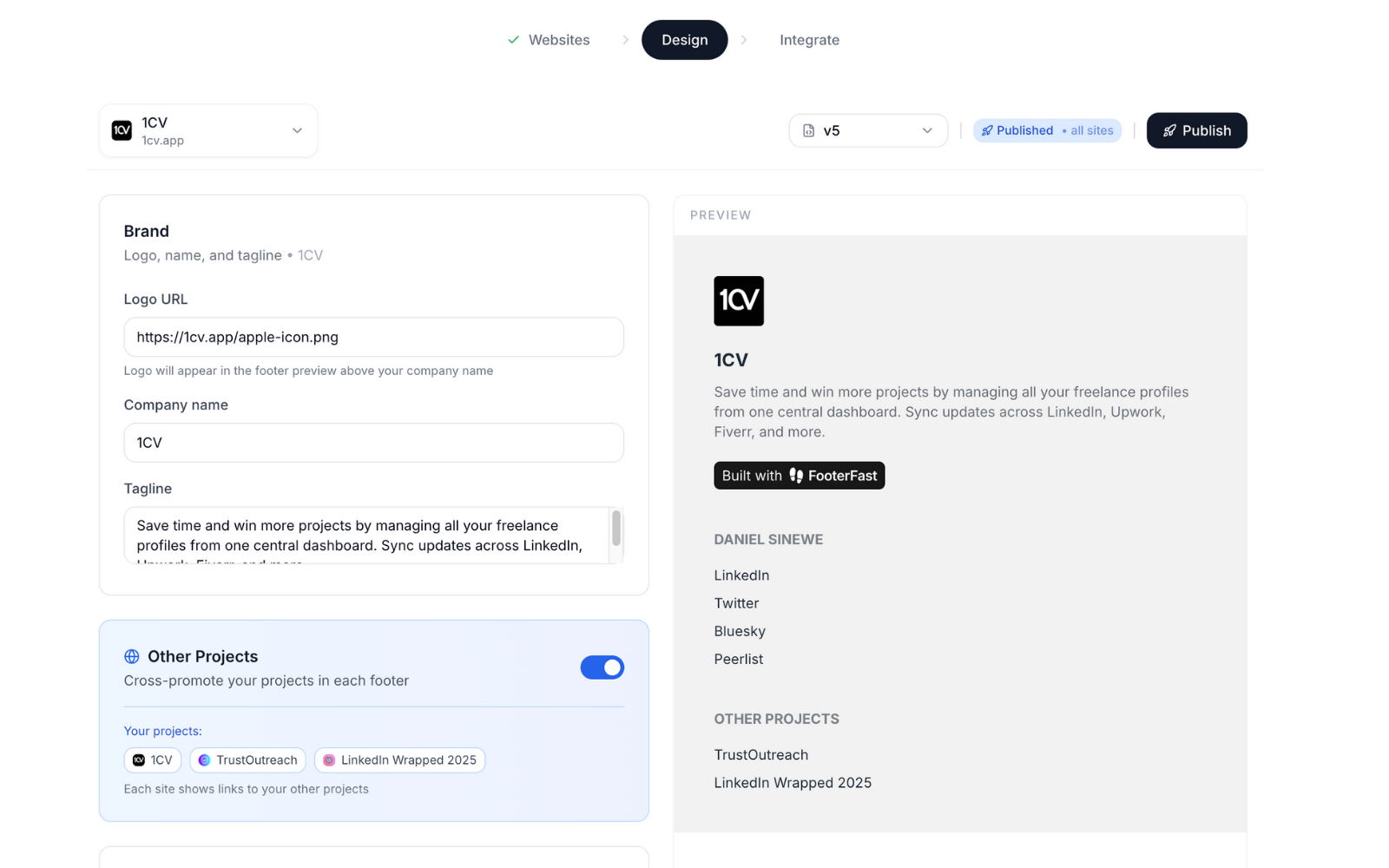 FooterFast - Screenshot 2 showing product features and functionality