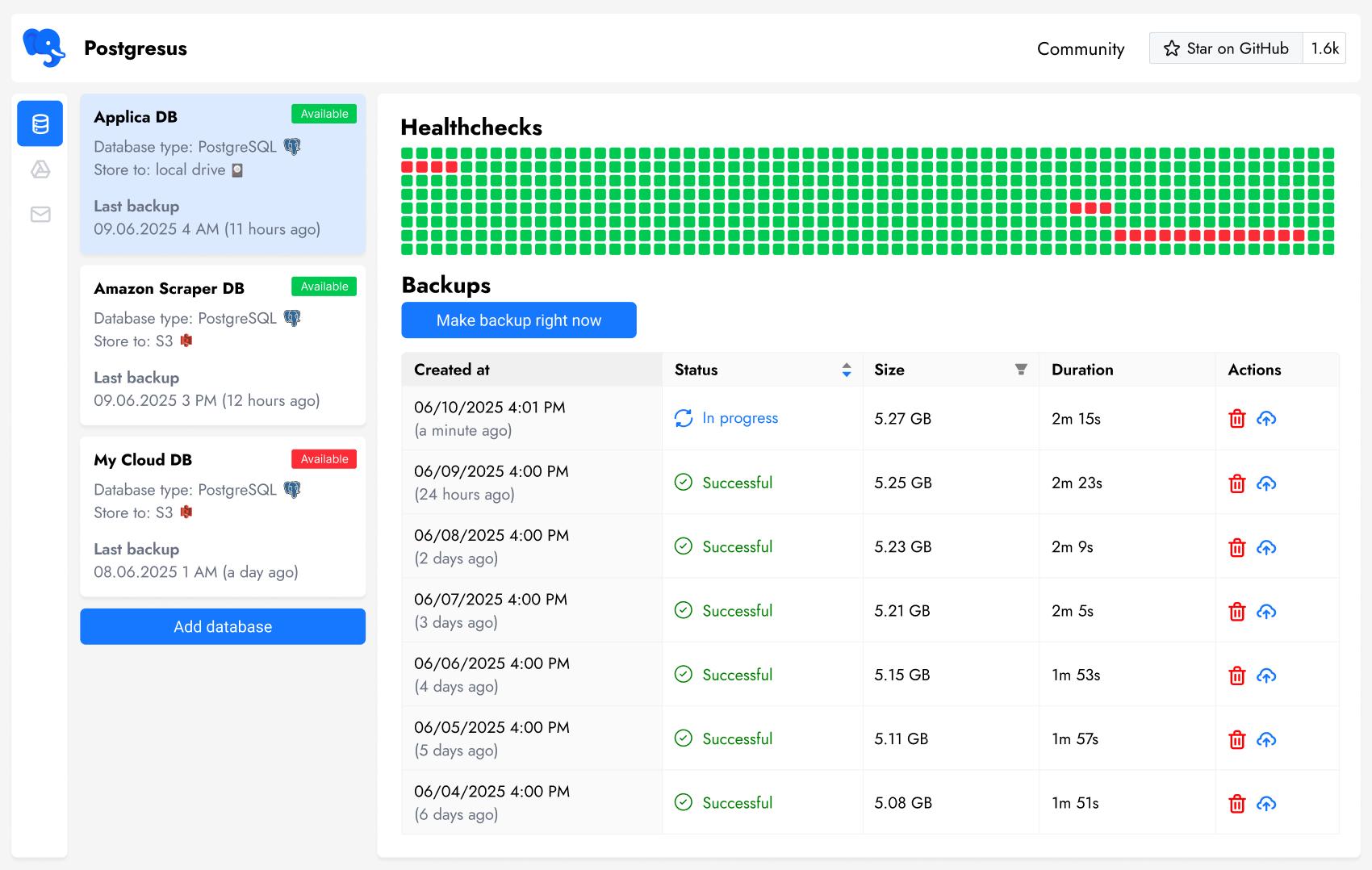 Postgresus (backup PostgreSQL) - Backup PostGressQL programmati e strumento di monitoraggio PostgreSQL media 1