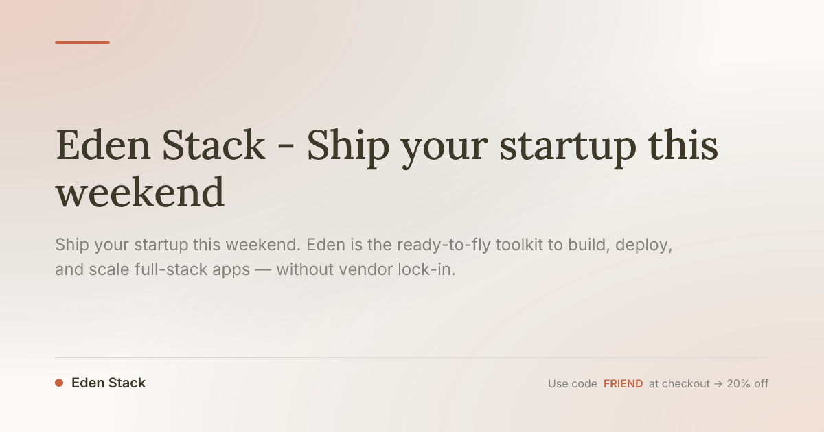 Eden Stack - Main product screenshot demonstrating key features and user interface