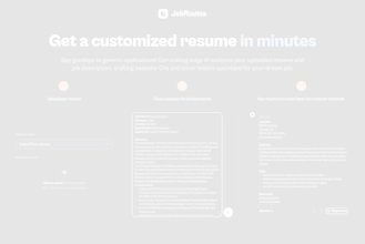Interfaccia utente di JobRoutes con una guida passo-passo per creare impressionanti candidature di lavoro.
