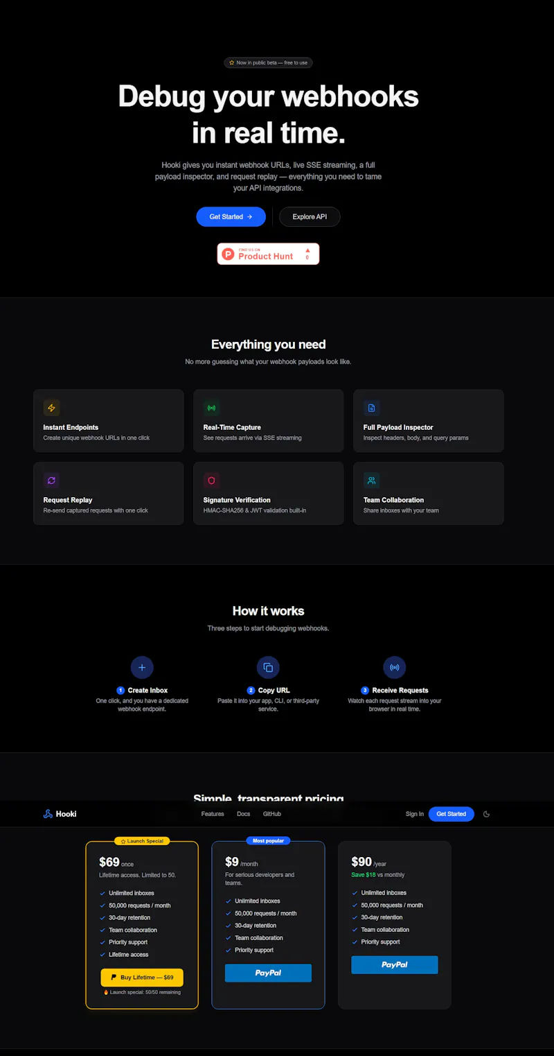 Hooki — API/Webhook Debug Console screenshot 2