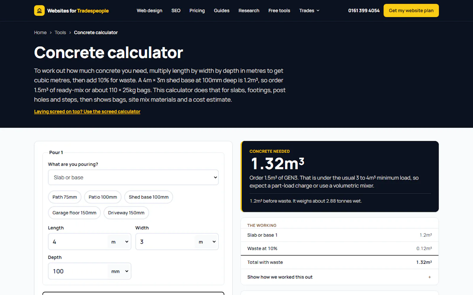 Concrete Calculator UK screenshot 2