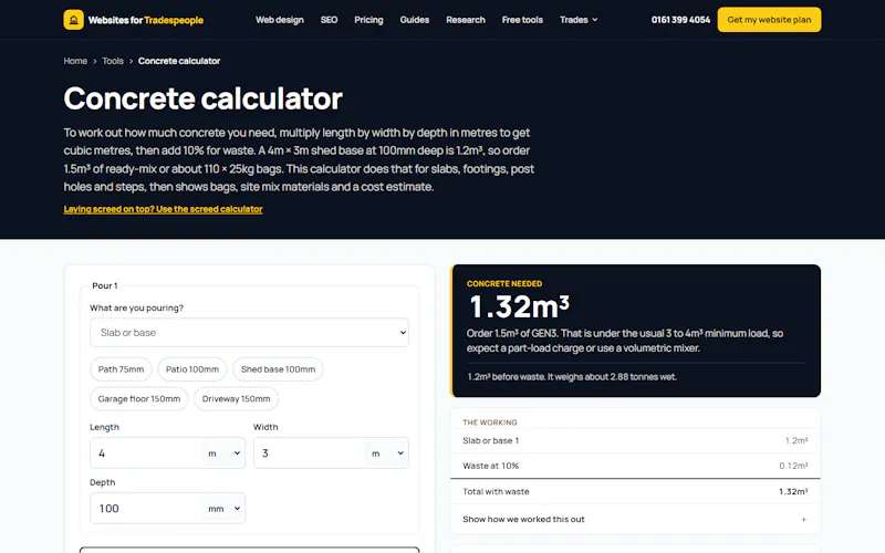 Concrete Calculator UK screenshot 2