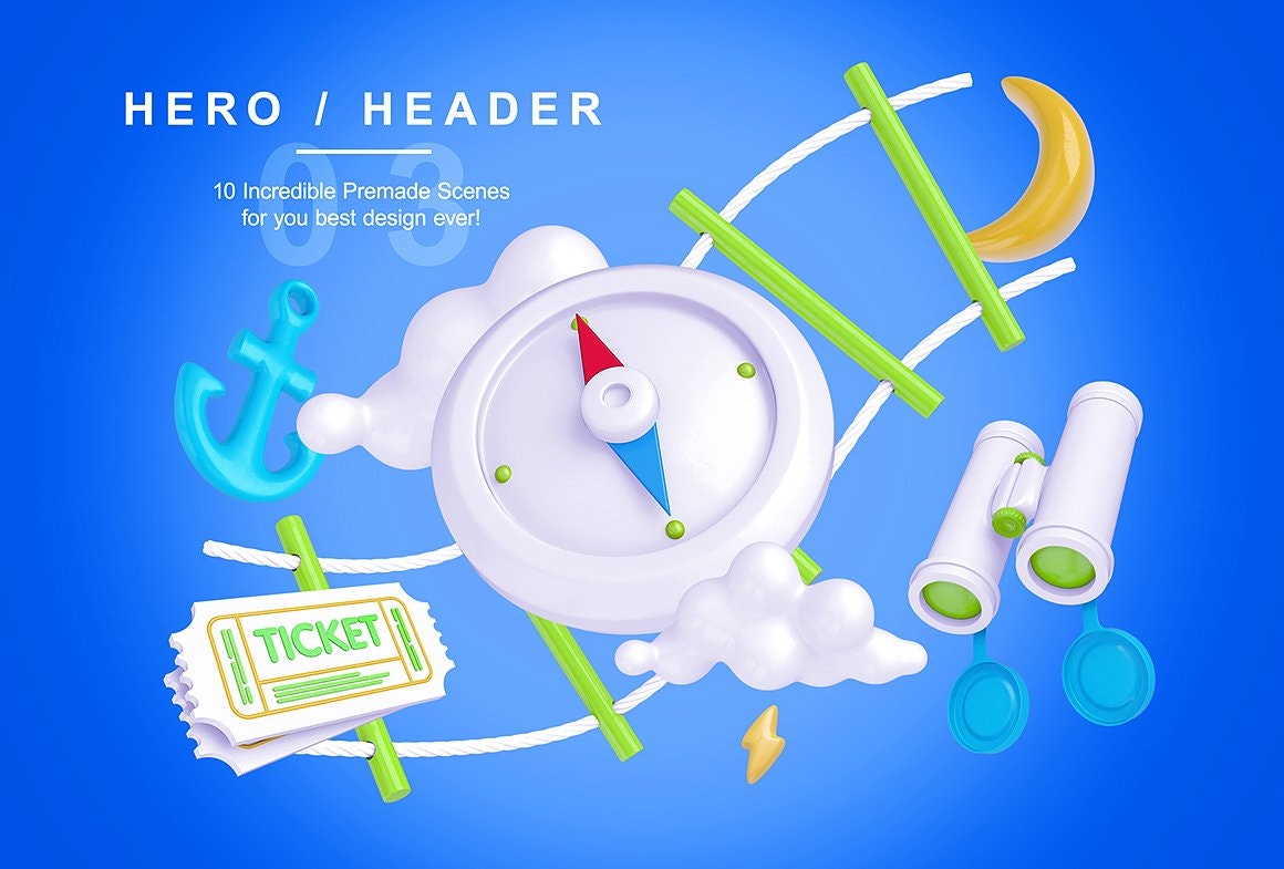 PSD Bright Travel Items Scene Generator gallery image