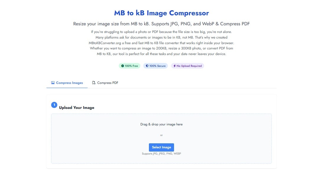 MB to kB Image Compressor gallery image
