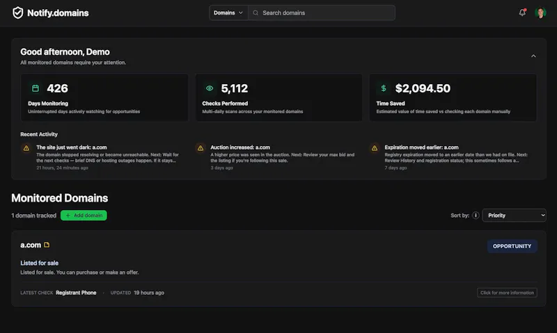 Notify.domains screenshot 3